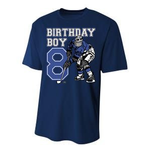 8 Year Old Ice Hockey Themed Birthday Party 8th Boy Gift Performance Sprint T-Shirt