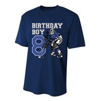 8 Year Old Ice Hockey Themed Birthday Party 8th Boy Gift Performance Sprint T-Shirt