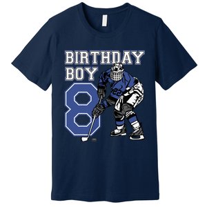 8 Year Old Ice Hockey Themed Birthday Party 8th Boy Gift Premium T-Shirt