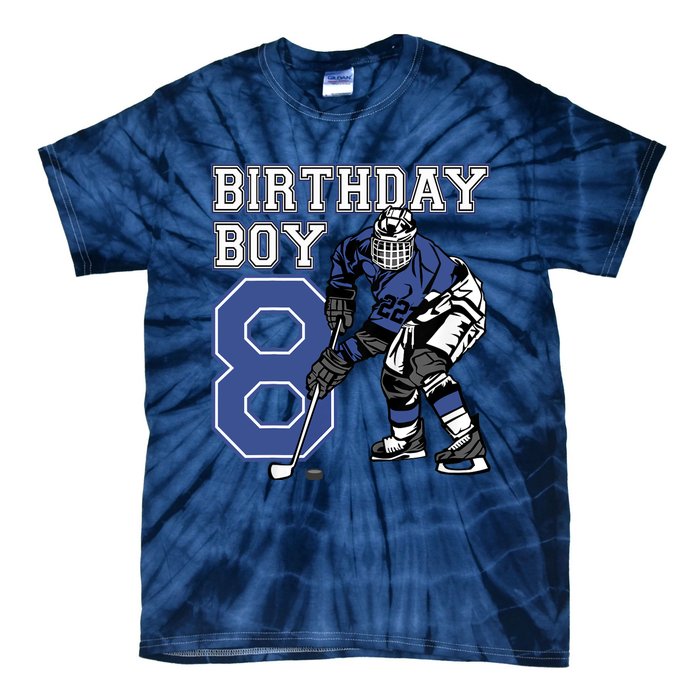 8 Year Old Ice Hockey Themed Birthday Party 8th Boy Gift Tie-Dye T-Shirt