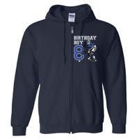 8 Year Old Ice Hockey Themed Birthday Party 8th Boy Gift Full Zip Hoodie