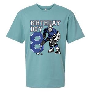 8 Year Old Ice Hockey Themed Birthday Party 8th Boy Gift Sueded Cloud Jersey T-Shirt