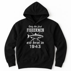 80 Year Old Fisherman Fishing Born In 1943 80th Birthday Hoodie