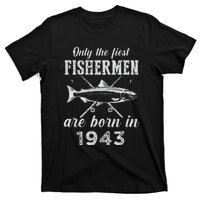 80 Year Old Fisherman Fishing Born In 1943 80th Birthday T-Shirt