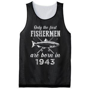 80 Year Old Fisherman Fishing Born In 1943 80th Birthday Mesh Reversible Basketball Jersey Tank