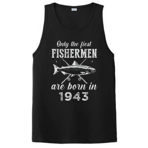 80 Year Old Fisherman Fishing Born In 1943 80th Birthday PosiCharge Competitor Tank