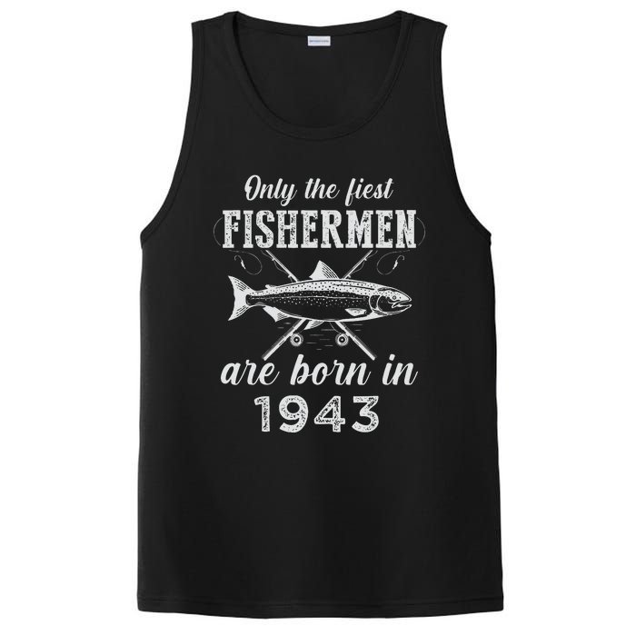 80 Year Old Fisherman Fishing Born In 1943 80th Birthday PosiCharge Competitor Tank