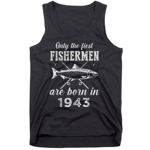 80 Year Old Fisherman Fishing Born In 1943 80th Birthday Tank Top