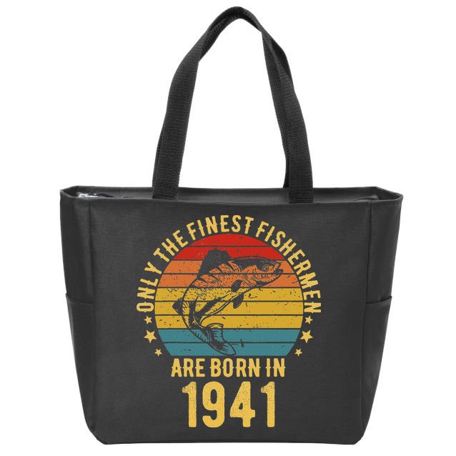 80 Year Old Fishing 80th Birthday Born In 1941 Fisherman Zip Tote Bag