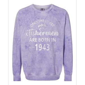 80 Year Old Fishing Fishermen Are Born In 1943 80th Birthday Colorblast Crewneck Sweatshirt