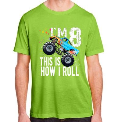 8 Year Old Gift Cool 8th Birthday Boy Gift For Monster Truck Car Lovers Adult ChromaSoft Performance T-Shirt