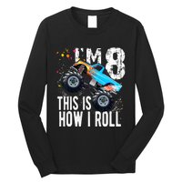 8 Year Old Gift Cool 8th Birthday Boy Gift For Monster Truck Car Lovers Long Sleeve Shirt