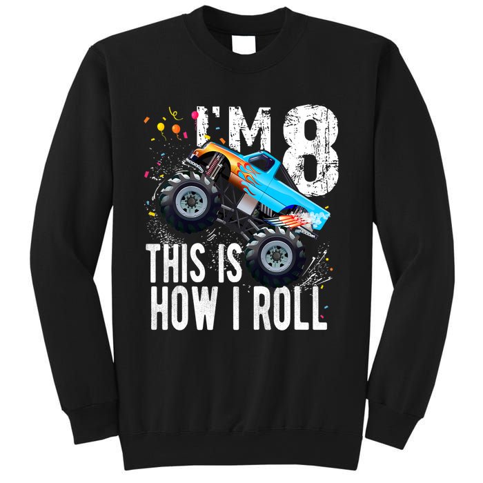 8 Year Old Gift Cool 8th Birthday Boy Gift For Monster Truck Car Lovers Sweatshirt