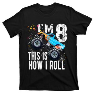 8 Year Old Gift Cool 8th Birthday Boy Gift For Monster Truck Car Lovers T-Shirt