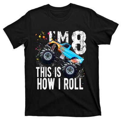 8 Year Old Gift Cool 8th Birthday Boy Gift For Monster Truck Car Lovers T-Shirt