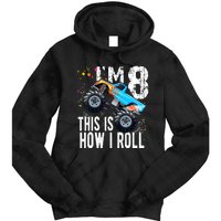 8 Year Old Gift Cool 8th Birthday Boy Gift For Monster Truck Car Lovers Tie Dye Hoodie