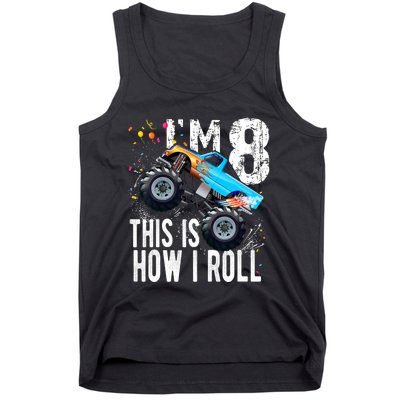 8 Year Old Gift Cool 8th Birthday Boy Gift For Monster Truck Car Lovers Tank Top