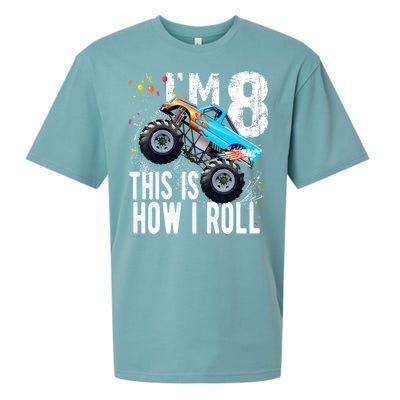 8 Year Old Gift Cool 8th Birthday Boy Gift For Monster Truck Car Lovers Sueded Cloud Jersey T-Shirt