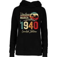 83 Year Old Vintage March 1940 83rd Birthday Women Womens Funnel Neck Pullover Hood