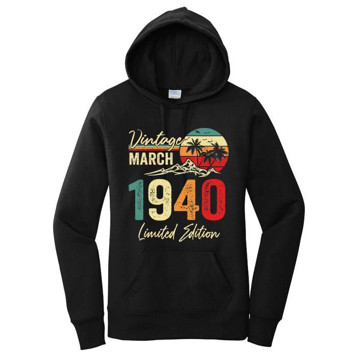 83 Year Old Vintage March 1940 83rd Birthday Women Women's Pullover Hoodie