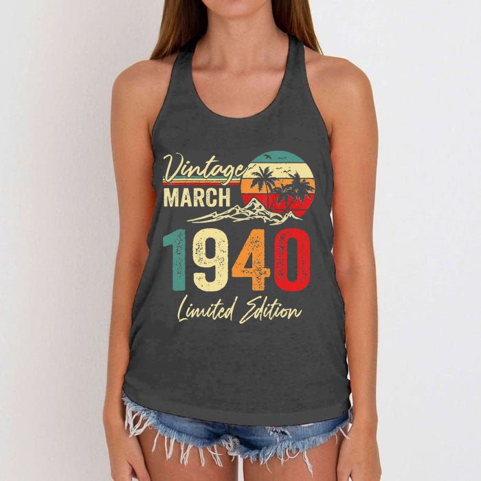 83 Year Old Vintage March 1940 83rd Birthday Women Women's Knotted Racerback Tank