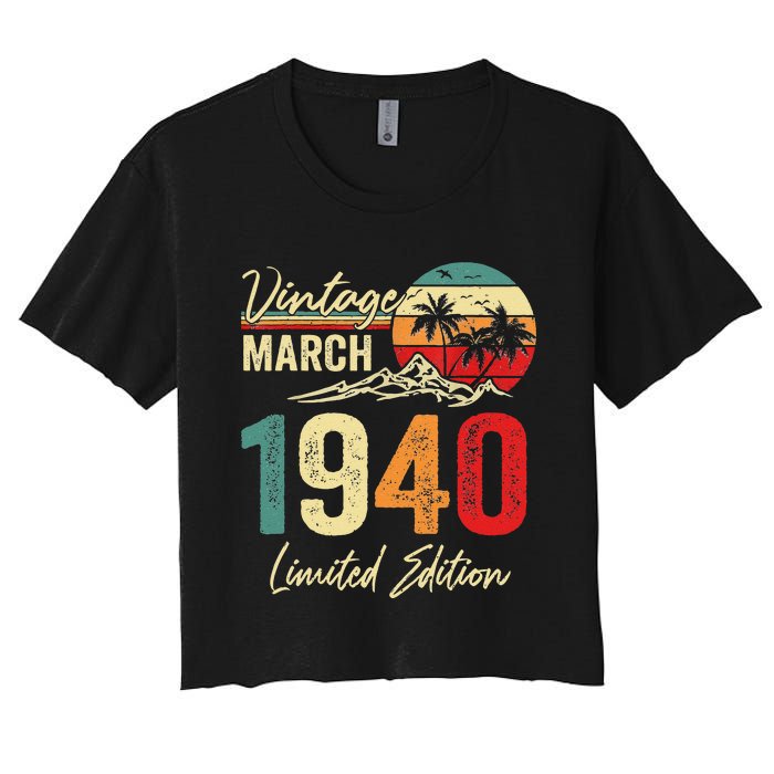 83 Year Old Vintage March 1940 83rd Birthday Women Women's Crop Top Tee