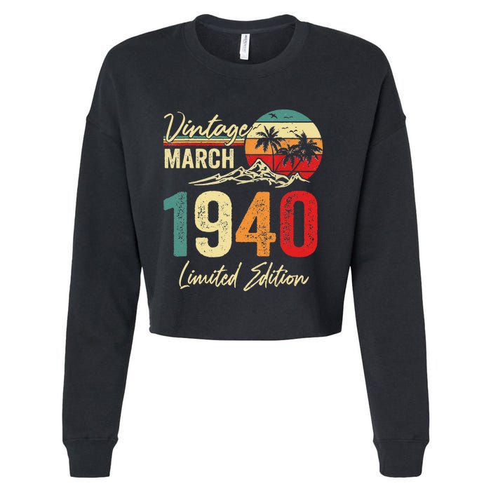 83 Year Old Vintage March 1940 83rd Birthday Women Cropped Pullover Crew