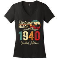 83 Year Old Vintage March 1940 83rd Birthday Women Women's V-Neck T-Shirt