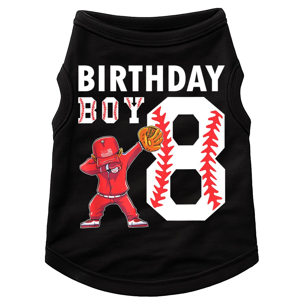 8 Years Old Boy Baseball Player 8th Birthday Kids Doggie Tank