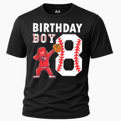 8 Years Old Boy Baseball Player 8th Birthday Kids Cooling Performance Crew T-Shirt