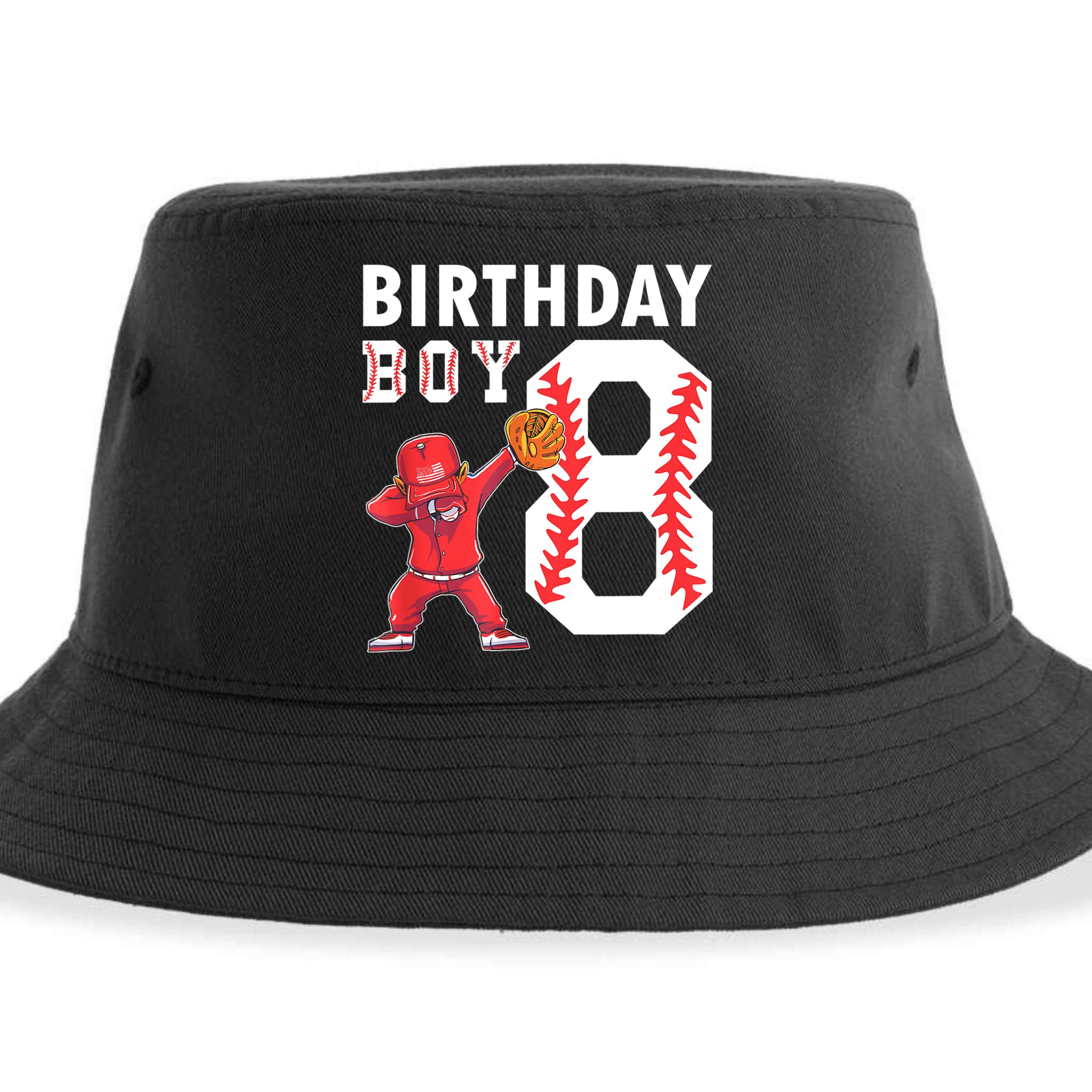 8 Years Old Boy Baseball Player 8th Birthday Kids Sustainable Bucket Hat