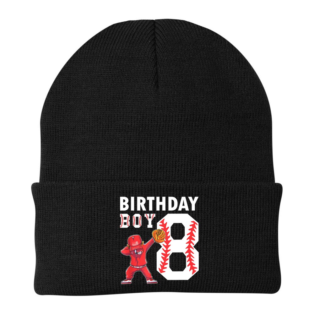 8 Years Old Boy Baseball Player 8th Birthday Kids Beanie