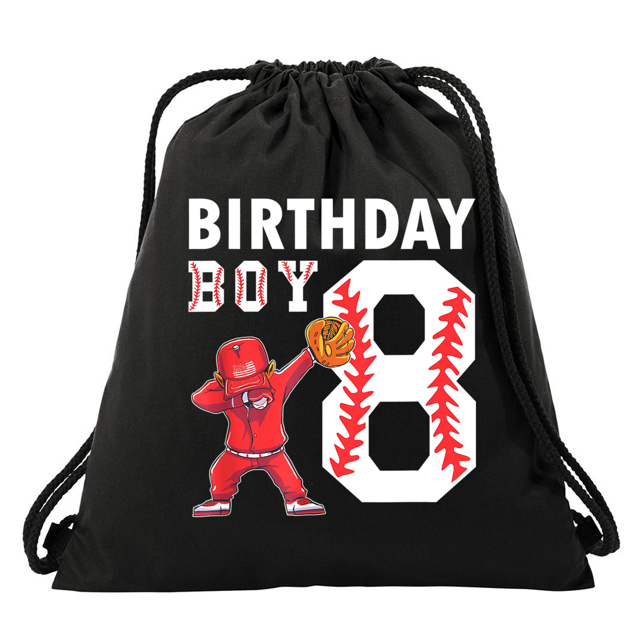 8 Years Old Boy Baseball Player 8th Birthday Kids Drawstring Bag