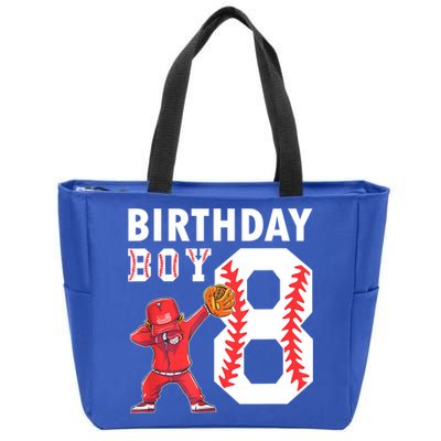 8 Years Old Boy Baseball Player 8th Birthday Kids Zip Tote Bag