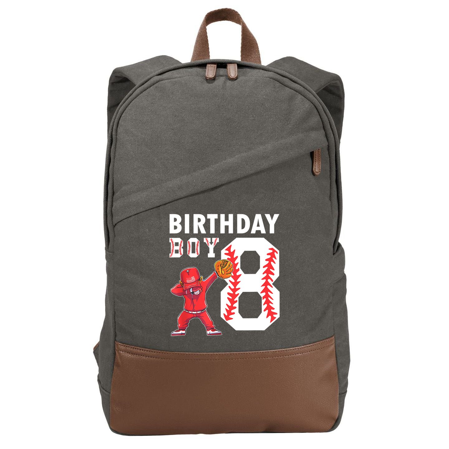 8 Years Old Boy Baseball Player 8th Birthday Kids Cotton Canvas Backpack