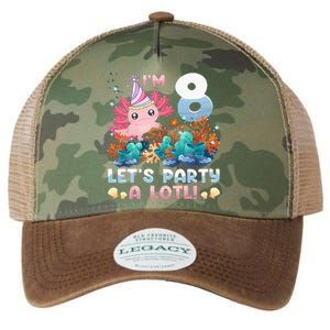 8 Year Old Axolotl Lover 8th Birthday Gift Legacy Tie Dye Trucker Hat