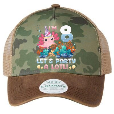 8 Year Old Axolotl Lover 8th Birthday Gift Legacy Tie Dye Trucker Hat