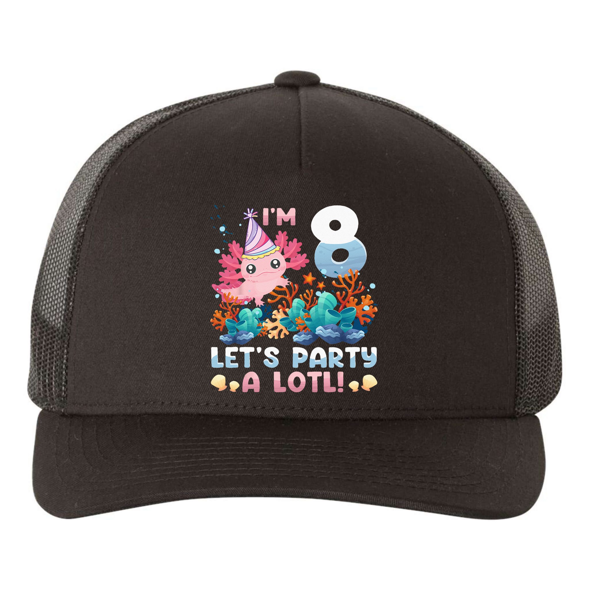 8 Year Old Axolotl Lover 8th Birthday Gift Yupoong Adult 5-Panel Trucker Hat