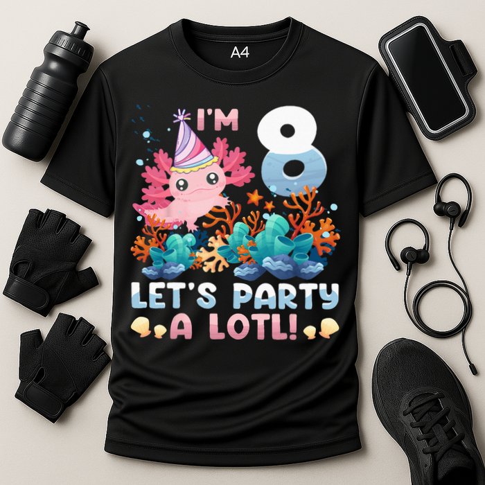 8 Year Old Axolotl Lover 8th Birthday Gift Cooling Performance Crew T-Shirt