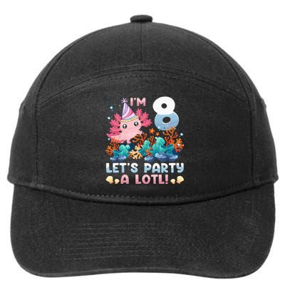 8 Year Old Axolotl Lover 8th Birthday Gift 7-Panel Snapback Hat