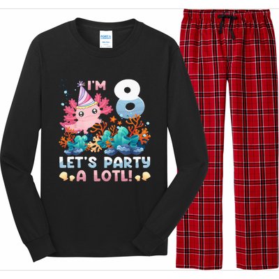 8 Year Old Axolotl Lover 8th Birthday Gift Long Sleeve Pajama Set