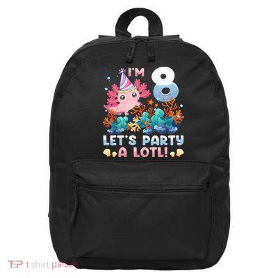 8 Year Old Axolotl Lover 8th Birthday Gift 16 in Basic Backpack