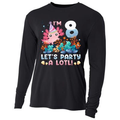 8 Year Old Axolotl Lover 8th Birthday Gift Cooling Performance Long Sleeve Crew