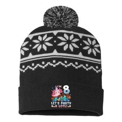 8 Year Old Axolotl Lover 8th Birthday Gift USA-Made Snowflake Beanie