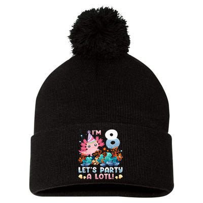 8 Year Old Axolotl Lover 8th Birthday Gift Pom Pom 12in Knit Beanie