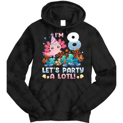 8 Year Old Axolotl Lover 8th Birthday Gift Tie Dye Hoodie
