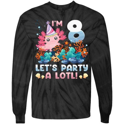 8 Year Old Axolotl Lover 8th Birthday Gift Tie-Dye Long Sleeve Shirt