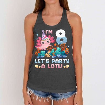 8 Year Old Axolotl Lover 8th Birthday Gift Women's Knotted Racerback Tank