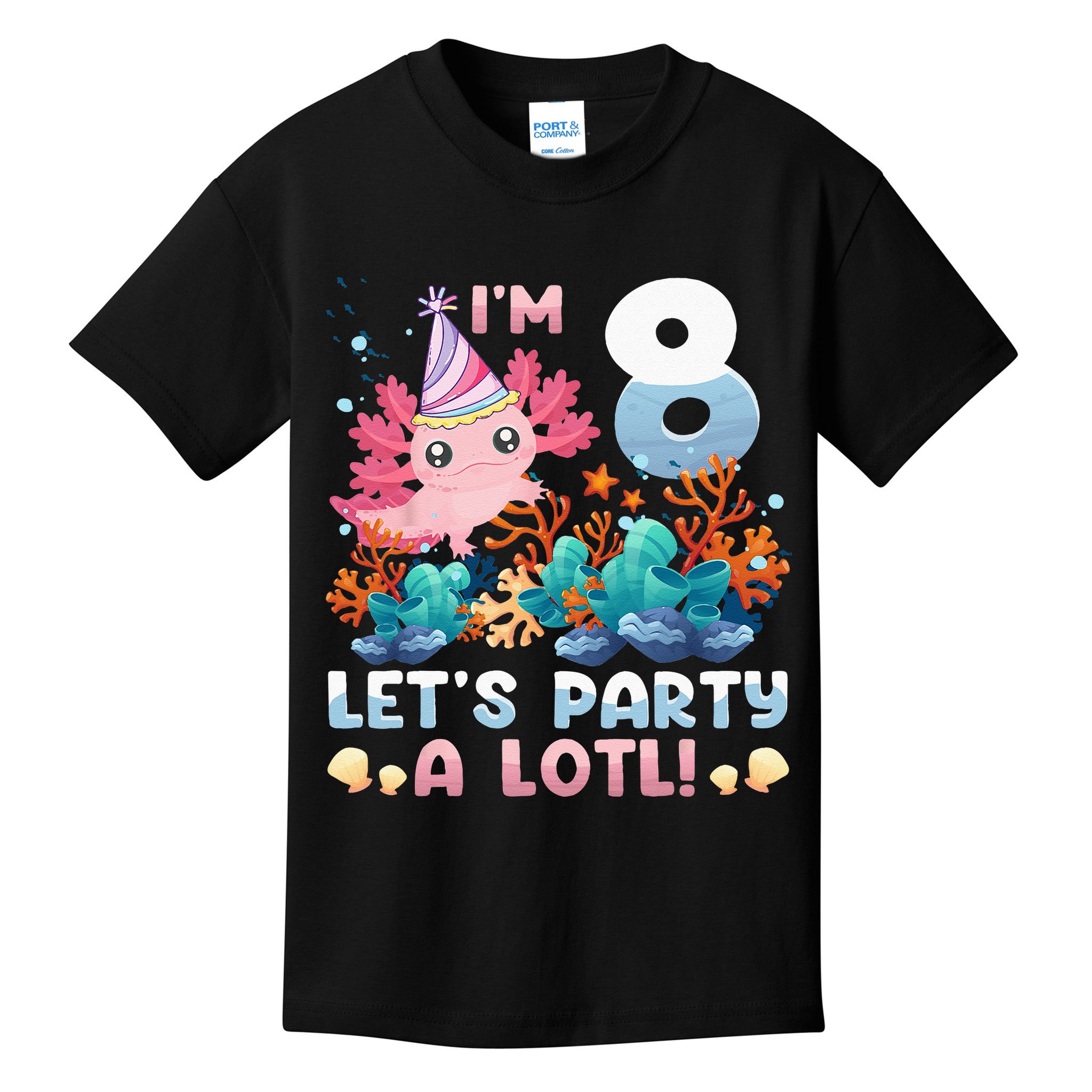 8 Year Old Axolotl Lover 8th Birthday Gift Kids T-Shirt