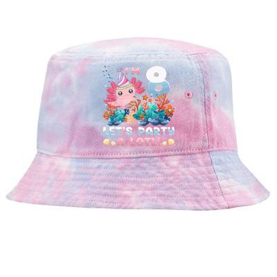 8 Year Old Axolotl Lover 8th Birthday Gift Tie-Dyed Bucket Hat